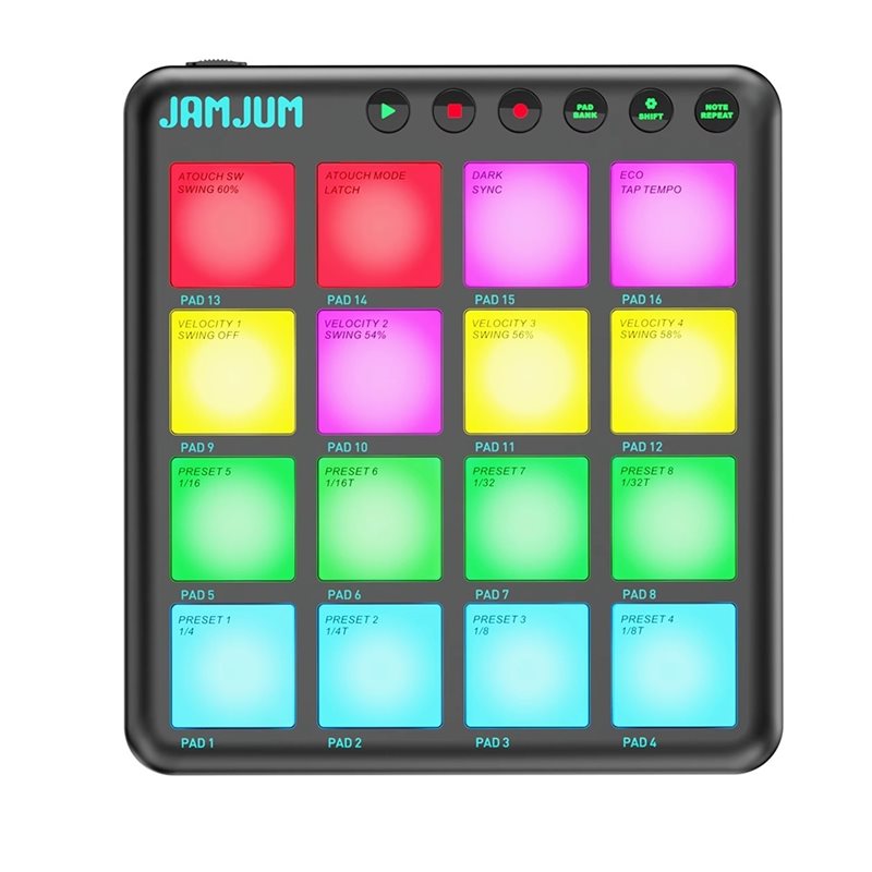 Midi Controller Pad - 【旅行の必需品】JAMJUM MIDI コントローラー 16 キー ダイナミック